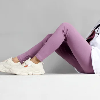Kızlar Tayt 2019 Sonbahar Moda Elastik Şeker Renk çocuk pantolonları Pantolon Kızlar İçin 6 8 10 12 14 Yıl Tayt Düz Renk