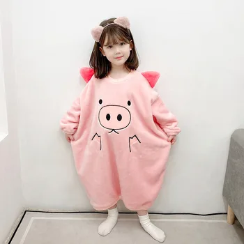 Kış Bebek Kız Tek Parça Pijama Yürümeye Başlayan Çocuk Pazen Romper Uyku Tulumu 1-8T Çocuk Karikatür Pijama Anime Kadife Gecelik