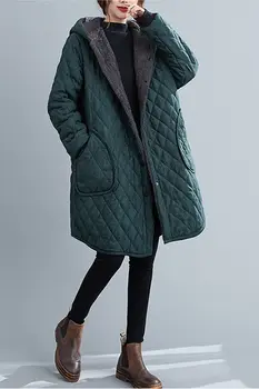 Kış Chaqueta Rahat Pamuk dolgulu giysiler Kapitone Kadife Kalınlaşma Soğuk Geçirmez Yumuşak kapüşonlu ceket kadın ceketi Abrigos y810