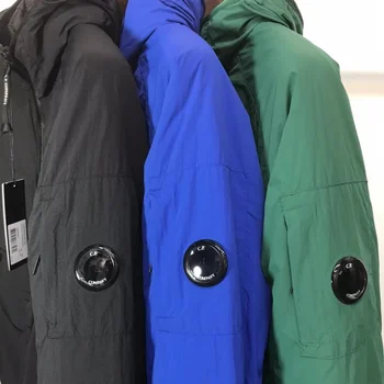 Kış Kalın Ceket Erkekler CP Logo Erkek Ceket Sıcak Pamuk Ceket Erkek Palto Parka Dış Giyim Polyester Yastıklı Kapşonlu uzun kaban