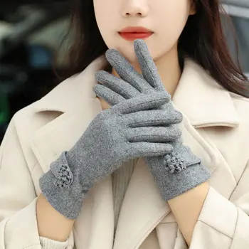 Kış Kaşmir Yün Tam Parmak Elastik Kemer Çiçekler dokunmatik ekran eldiveni Açık Kadınlar Sıcak İnce Soğuk Sürüş Eldivenler A29
