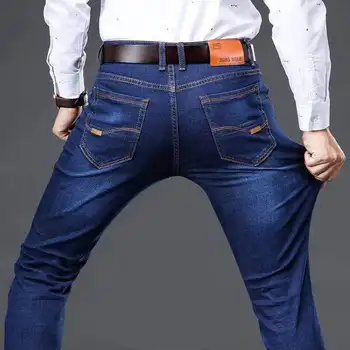 Kış Moda Marka Giyim İnce Erkek İş günlük kot 2022 Erkek Büyük Boy Kot Pantolon Pantolon Baggy Streç Kot Yaz