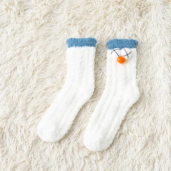 Kış Çorap Güzel Karikatür Hayvanlar Çorap Rahat Peluş Kalınlaşmış Çorap Sıcak Orta Tüp Çorap Ev Kat Çorap