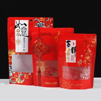 LBSISI Ömrü 50 adet Çin Fu Düğün Şeker Çerez Bisküvi Plastik Fermuarlı Çanta gıda fermuarlı kilit Bahar Festivali Ambalaj Poşetleri