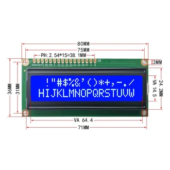 LCD1602 1602 LCD Modülü Mavi / Sarı Yeşil Ekran 16x2 Karakter LCD ekran PCF8574T PCF8574 IIC I2C Arayüzü 5V arduino için