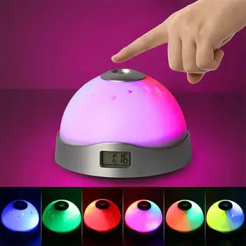 Led Dijital Projektör çalar saat 7 Renk Değişiklikleri Zaman Göstergesi Ayarlamak Kolay Çok renkli Gece Lambası Saat