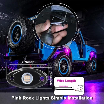 LED kaya ışıkları yayan mor dekoratif ışık ATV SUV kamyon traktör 4x4 Off-Road araçlar 2 adet süslemeleri atmosfer lambaları