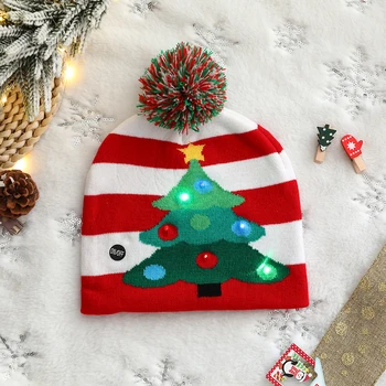 LED noel şapkaları Kazak Örme Bere Noel Light Up Örme Şapka noel hediyesi Çocuklar için Noel 2023 Yeni Yıl Süslemeleri