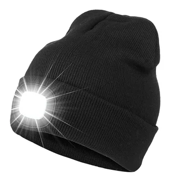LED siyah kasketleri aydınlık örme şapka açık tırmanma kamp avcılık balıkçılık spor el feneri ışık kap kış sıcak kaput