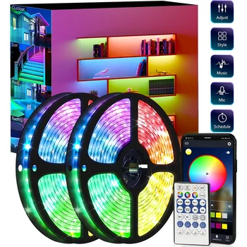 LED Şerit 1m-10m RGBIC WS2812b Bluetooth App Kontrolü takip etkisi ışıkları Esnek Bant Diyot Şerit tv arkaplan ışığı Odası Süslemeleri