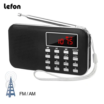 Lefon Taşınabilir Stereo Radyo Alıcısı AM FM MP3 Müzik Çalar Destek TF SD Kart USB sürücüsü AUX LED Ekran El Feneri Mini Radyolar