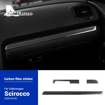 LHD Karbon Fiber Araba Merkezi Konsol Co-pilot havasız ortam kabini Dashboard Trim Sticker Trim Volkswagen Scirocco 2009-için Aksesuarları