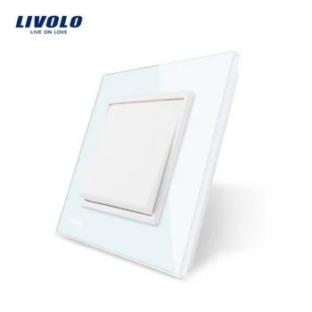 Livolo Üretici AB Standart basmalı düğme anahtarı, Lüks Beyaz Kristal Cam Panel, 1 Gang 1 Yollu, Mekanik anahtarı, VL-C7K1S-11