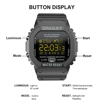 LOKMAT MK22 Renkli Ekran akıllı saat Erkek Kız Su Geçirmez Bluetooth İzle Erkekler Siyah Beyaz elektronik saat Android IOS için