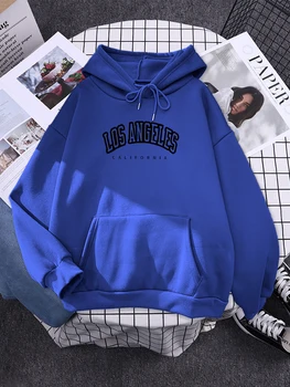 Los Angeles California Siyah Baskı Erkek Hoodie Sokak Kapüşonlu Sweatshirt Büyük Boy Rahat Kazak Harajuku Sonbahar Spor