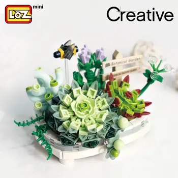 LOZ yapı taşı kiraz çiçeği saksı etli bonsai oturma odası dekorasyon mini küçük parçacık montaj oyuncak bulmaca
