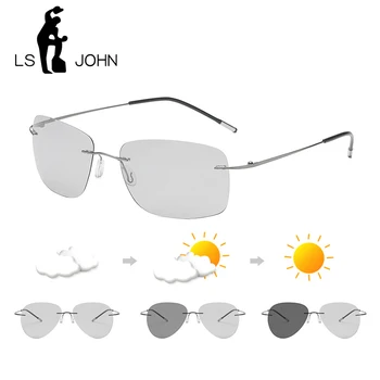LS JOHN Titanyum Fotokromik Güneş Kadınlar Marka Tasarımcısı Ultralight polarize gözlükleri Binmek Sürüş Gözlük Erkekler için