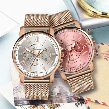 Lüks kadın Saatler Cenevre Gül Altın örme kayış Kuvars Saatı Kadınlar Montre Femme montres femme 2020 dames horloge