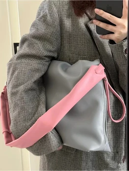 MABULA Yumuşak Deri Kare Kadın Moda omuz çantaları Basit Zarif Tote Çanta Kadın Büyük Çanta Telefonu Çantalar Yan Fermuar