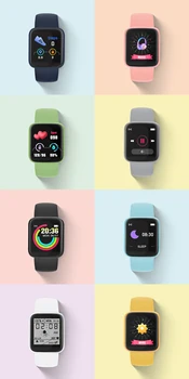 Macaron akıllı saat 8 Renk 1.44 inç Ekran Erkekler Kadınlar Smartwatch Moda Spor Akıllı bant Su Geçirmez Spor Smartwatch