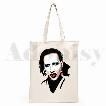 Marilyn Manson Vintage Yeni Kadın Çanta Sıcak Satış Moda Çanta Kanvas Çanta Tote Bayanlar Rahat omuzdan askili çanta Alışveriş Çantaları