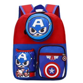 Marvel Karikatür Kaptan Amerika Sırt Çantaları Erkek Örümcek Adam Sevimli Moda Çanta Anaokulu Avengers Seyahat Paketleri Hediye