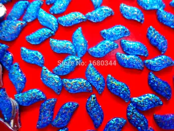 Mavi AB renk Rhinestones dikmek reçine kristal S şekli 9*18mm parlayan taşlar el dikiş elbise için 100 adet / grup