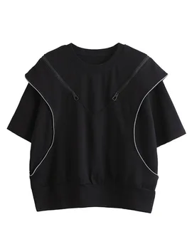 Max LuLu Avrupa 2022 Moda Streetwear kadınlar için açık omuzlu Siyah Tees Bayanlar Casual Kısa Kollu Tişörtleri Kadın Büyük Boy Üstleri