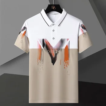 Mektup Renk Kontrast kısa kollu tişört Polo erkek gömleği Yaz Yeni Sosyal Kulüp Kıyafetleri Mannen Polo Camisa Masculina Polo