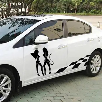 Melek Şeytan Seksi Kız Komik Araba Sticker Çıkartması Oto Araba-Styling Vinil Çıkartmalar Suya dayanıklı Yüksek Yapışkanlık Tampon Çıkartması
