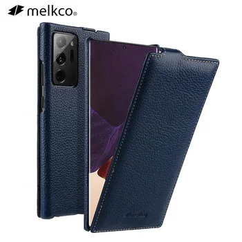 Melkco Hakiki Deri Flip Telefon Kılıfı için Samsung Galaxy Note20 Ultra Note10 Artı İnek İş Çantası Kapak