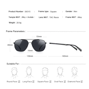 MERRYS tasarım Erkekler HD Polarize Kare Güneş Gözlüğü Sürüş İçin Klasik Balıkçılık Shades Güneş Gözlüğü UV400 S8315