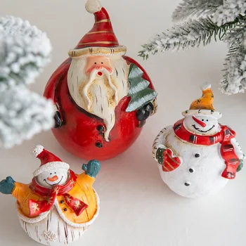 [MGT] İskandinav Noel Kardan Adam Noel Baba Reçine Dekorasyon Heykeli Ev Dekor Oturma Odası Masaüstü Çocuk Hediye