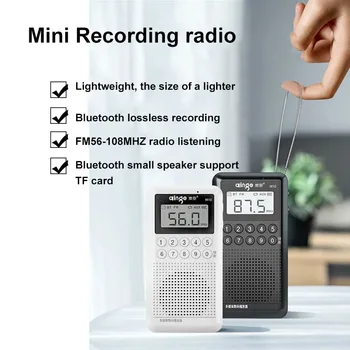 Mini FM Radyo taşınabilir Bluetooth 5.0 Hoparlör Arkadan Aydınlatmalı Ekran Stereo Müzik Çalar Desteği Kayıt TF Kart AUX