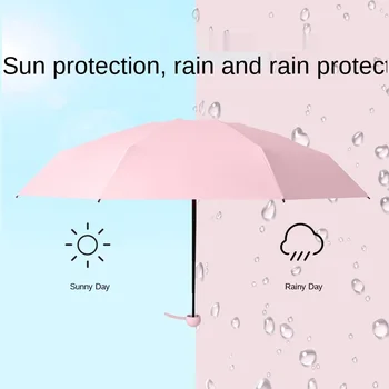 Mini Kapsül şemsiye ışık Güneşli Yağmurlu Şemsiye Kadın Anti-Uv Güneşlik Şemsiye Cep güneş koruyucu şemsiye Taşınabilir Paraguas