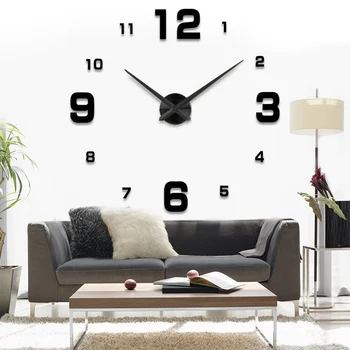 Moda 3D yeni satış duvar saati saatler reloj de pared izle 3d diy Akrilik ayna çıkartmaları Kuvars modern ev dekorasyonu