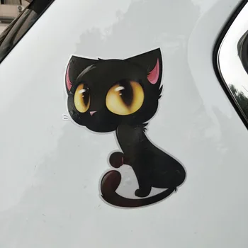 Moda Araba Sticker Kişilik Büyük Gözlü Cadı Kedi Tampon Çıkartmaları PVC Dekorasyon Aksesuar Çıkartma 17 su Geçirmez Motosiklet 12cm*