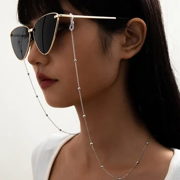 Moda Gözlük Zinciri İmitasyon İnci Boncuklu Kadınlar Trendy Metal Boncuk Zincir Anti-Düşen Gözlük Gözlük Kordon Kolye