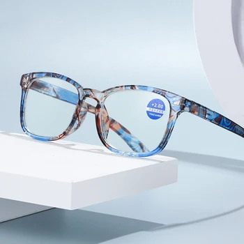 Moda Kadın Anti Mavi Engelleme okuma gözlüğü Unisex Renkli kare çerçeve Bilgisayar Presbiyopik Gözlük Plastik Gözlük 150