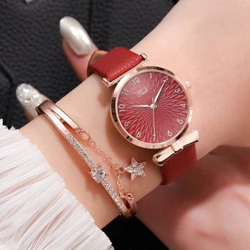 Moda Kadın Bilezik Seti kuvars saatler Kadınlar İçin Gül Altın İzle Bayanlar Pembe Kadran kol saati Saat Kadın Reloj Mujer 2022