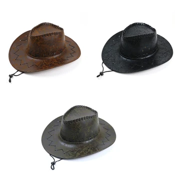Moda kovboy şapkası ile Rüzgar Geçirmez Halat Cowgirl Şapka Caz Şapka Tüm Maç için Unisex