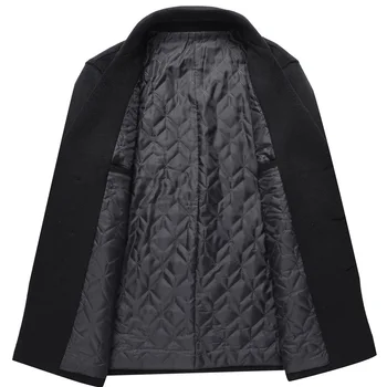 Moda Kış Yün Ceket Erkek Kruvaze Palto Yün Erkek Ceket Siyah Uzun Kollu Kalın Sıcak Karışımı Ceket Erkek Artı Boyutu 4xl