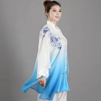 Moda Tai Chi Üniforma Kadın Erkek dövüş sanatları Üniforma Çin Geleneksel Halk Uzun Kollu Kung Fu Takım Elbise Sabah Spor