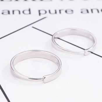 Moda Trendi Ayarlanabilir Boyutu Aşk Kalp Gümüş 925 Çift Yüzük Nişan Düğün Bantları Charm Güzel Takı