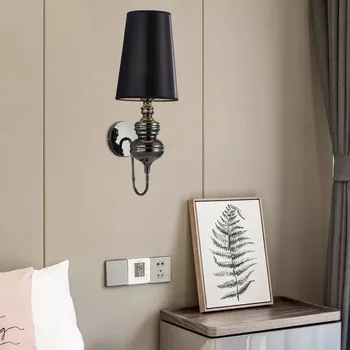 Modern Altın / Gümüş / Siyah / Beyaz LED E27 Duvar Lambaları Kumaş Gölge Duvar Aplik Oturma Odası Fuaye Yatak Odası otel ışığı fikstür