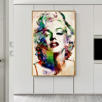 Modern Film Yıldızı büyük Poster Baskı Soyut Yaratıcı Renkli Marilyn Monroe Tuval Boyama Oturma Odası Duvar Sanatı Tableau Salon