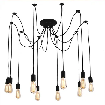 Modern İskandinav Örümcek endüstriyel askı Lamba E27 Loft Edison Endüstriyel Asılı Lambalar Uzunluğu 120 cm 150 cm 200 cm kolye ışıkları