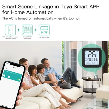 Moes Tuya Akıllı WiFi Sıcaklık Nem Sensörü Higrometre Termometre Dedektörü Akıllı Sahne Bağlantı Alexa Google Ev ile