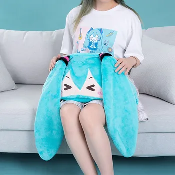Moeyu Anime Vocaloid Miku Battaniye Pelerin Hoodie Pazen 2in1 Atmak battaniye yastık Cosplay Kostüm Yumuşak Sıcak Şal TV kanepe battaniyesi