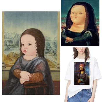 Mona Lisa Sanat Yamalar Termal Çıkartmalar Giysi Demir-on Transferler için Giyim Thermoadhesive Yama Dıy Aplike için T Gömlek